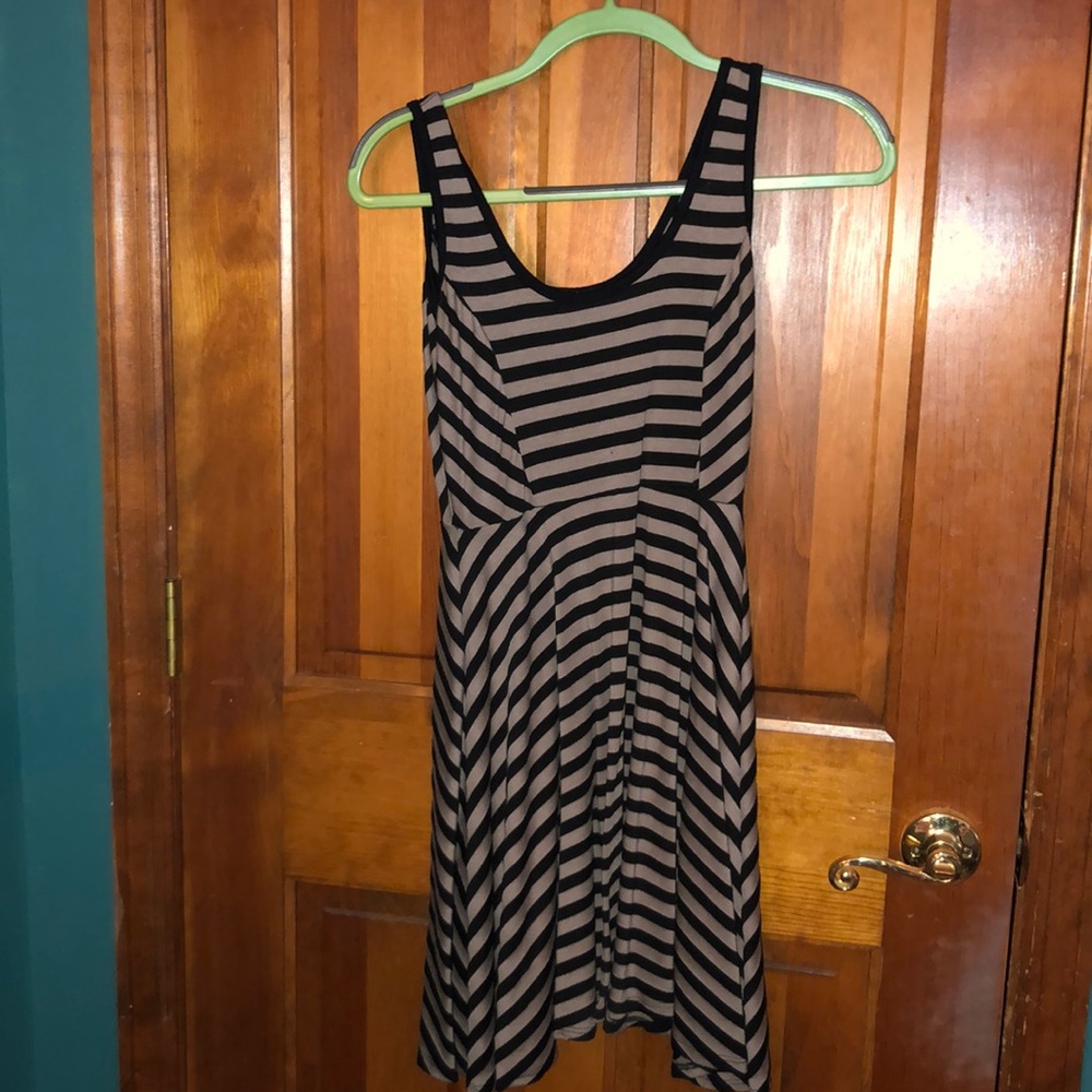 Brown and black stripped mini dress